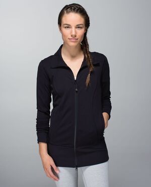 Lululemon Nice Asana Jacket Black Size 4 Long Full Zip Luon Travel Layer Outdoor